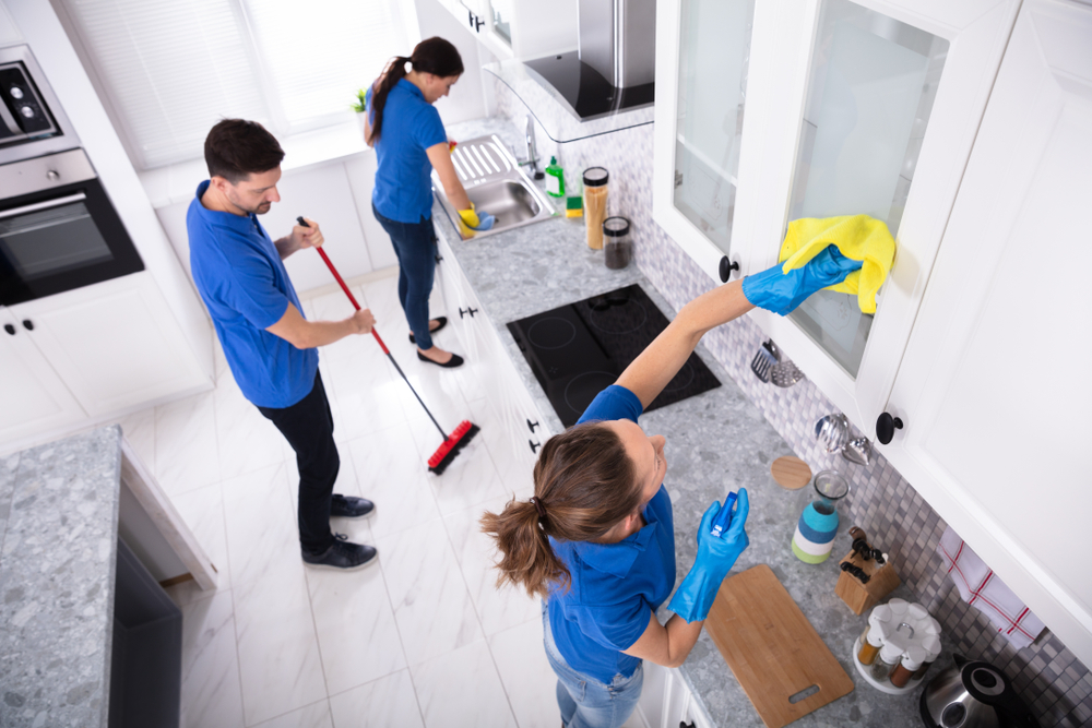 Residential cleaning service in a modern living room
